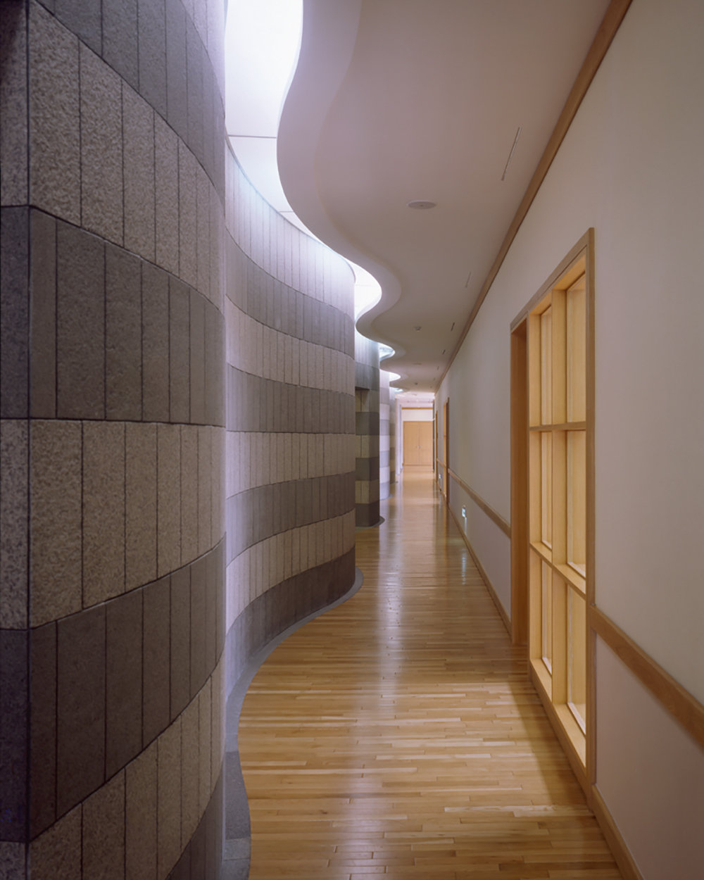8 tskp kookmin insurance company corporate training center interior detail wavy walls hallway and ceiling design natural lighting 1400 0x0x1000x1250 q85